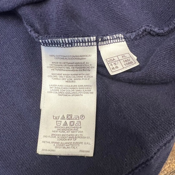 Brooks Brothers Mens Navy Blue Quarter Zip Pullover Sweatshirt XL 100% Cotton - Picture 3 of 6